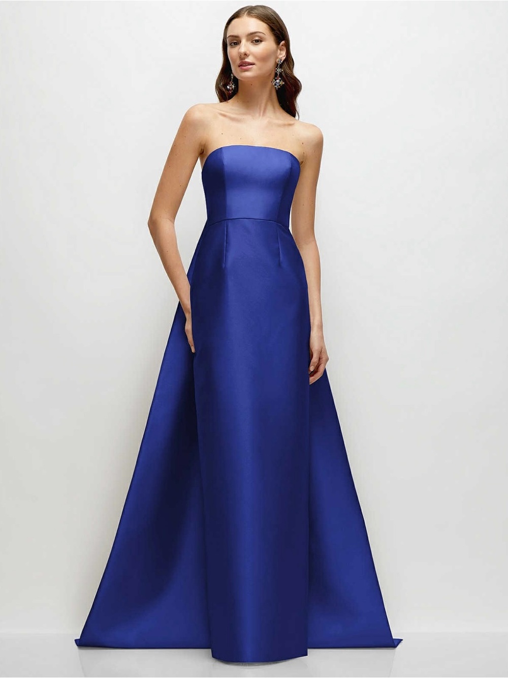 ALFRED SUNG Strapless Cobalt Blue Satin Gown NWT